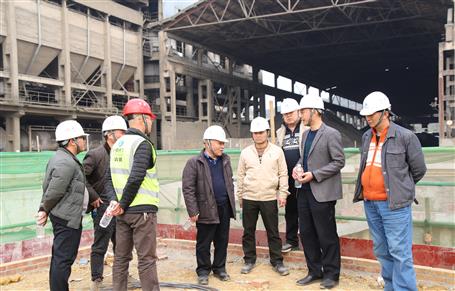 唐峰、何勇到魚峰水泥技改項目調研指導