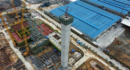 80米高煙囪、提前14天封頂！